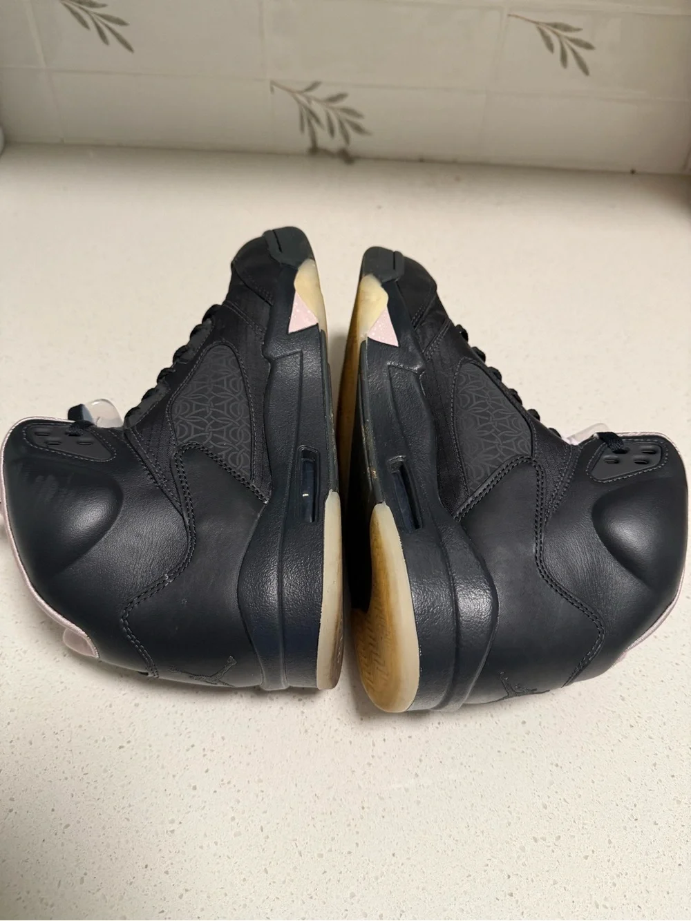 Jordan Black with Light Pink Accents High-Top Sneakers
